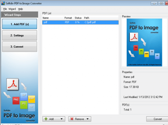 Softdiv PDF to Image Converter Screenshot 1