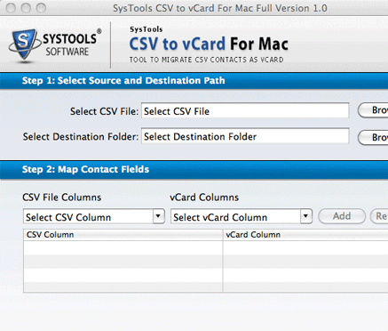 Excel to vCard Macintosh Screenshot 1