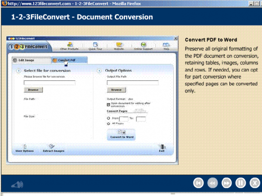 PDF to Word Converter: 123FileConvert Screenshot 1