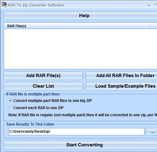 RAR To Zip Converter Software Screenshot 1
