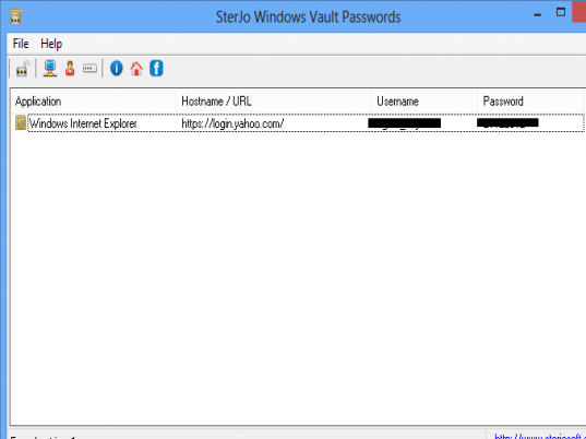SterJo Windows Vault Passwords Screenshot 1
