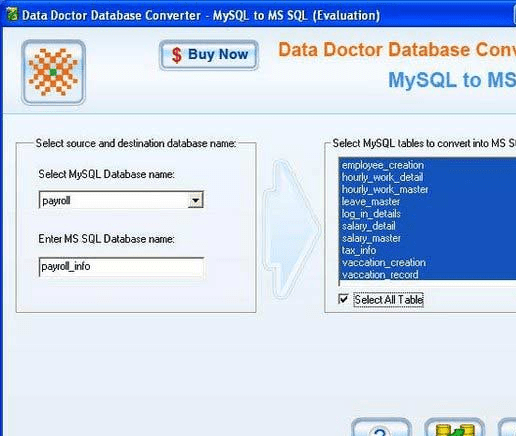 Convert MYSQL to MS SQL Database Screenshot 1