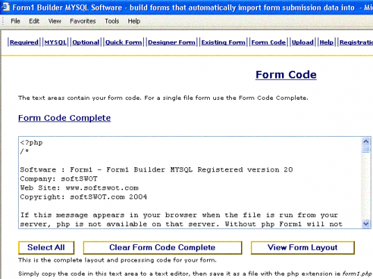 Form1 Builder MYSQL Screenshot 1