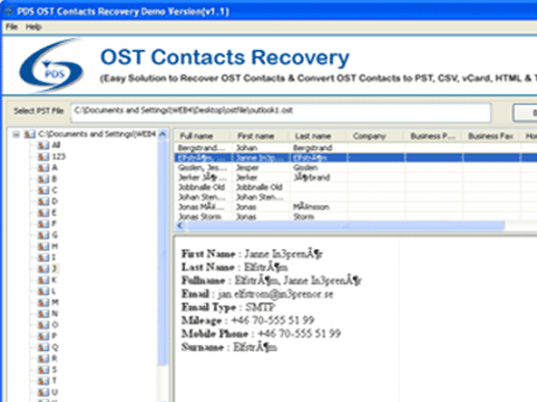 OST Contacts Recovery Screenshot 1