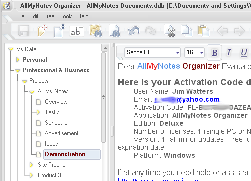 AllMyNotes Organizer FREE Edition Screenshot 1