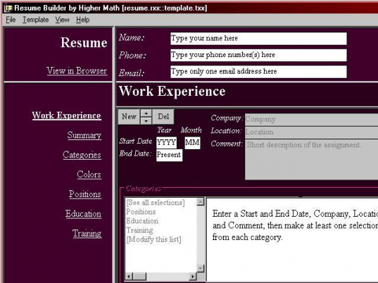 Interactive Resume Builder Screenshot 1