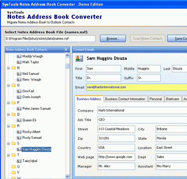 Lotus Notes Address Book to WAB Screenshot 1
