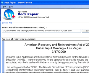 Word Data Recovery Program Screenshot 1