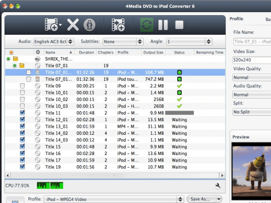 4Media DVD to iPod Converter Screenshot 1
