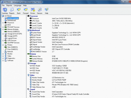 ASTRA32 - Advanced System Information Tool Screenshot 1