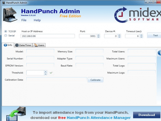 HandPunch Admin Screenshot 1