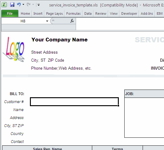 Service Invoice Template Screenshot 1