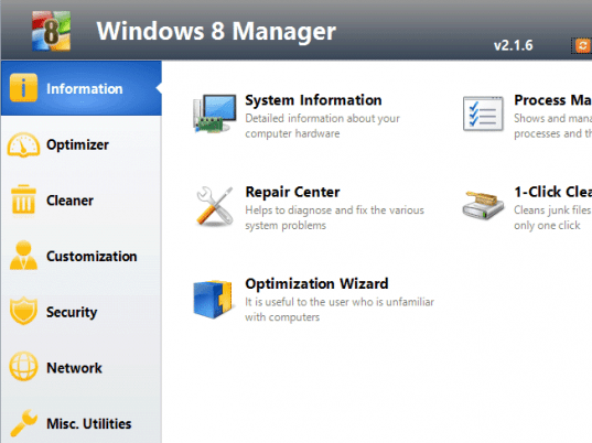 Windows 8 Manager Screenshot 1
