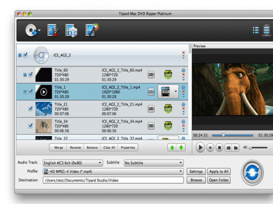Tipard Mac DVD Ripper Platinum Screenshot 1
