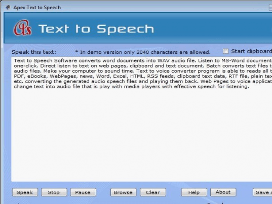 Apex Text to Speech Screenshot 1