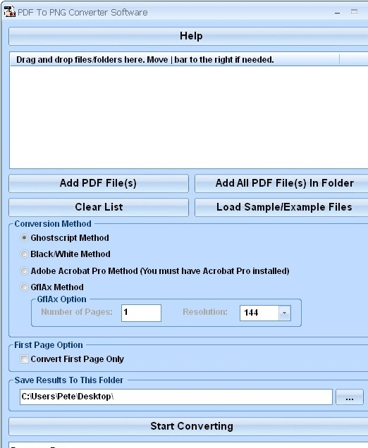 PDF To PNG Converter Software Screenshot 1