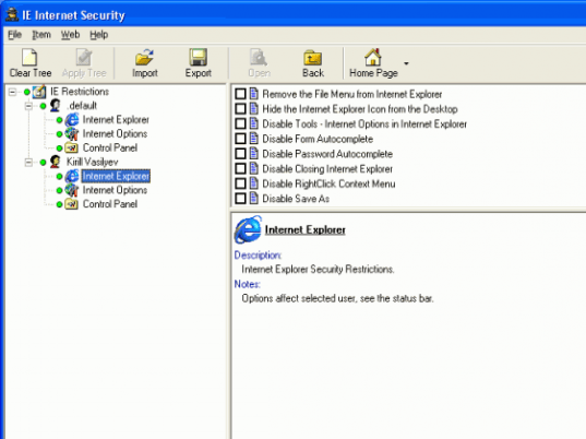 IE-Internet Security Screenshot 1