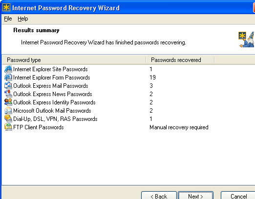 Internet Password Recovery Wizard Screenshot 1