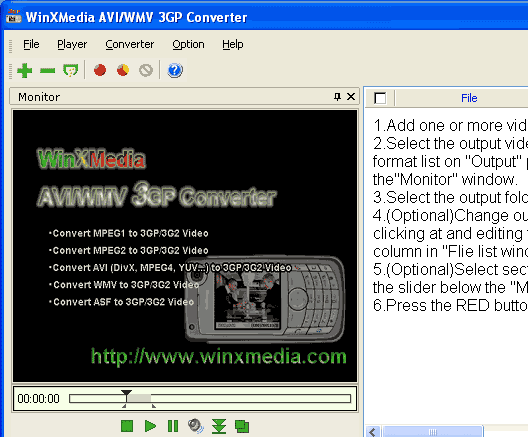 AVI/WMV 3GP Converter Screenshot 1