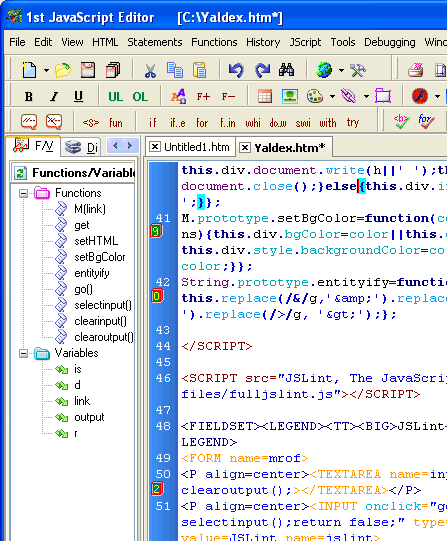 1st JavaScript Editor Lite 3.5 Screenshot 1
