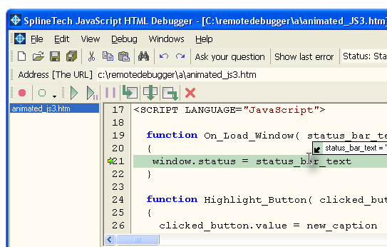 SplineTech JavaScript Debugger Screenshot 1