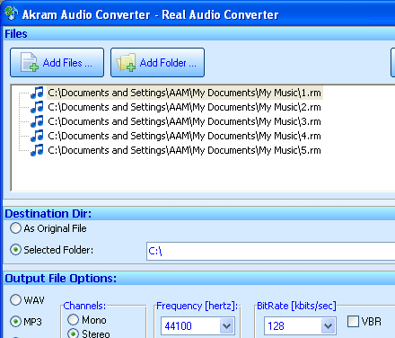 Akram Audio Converter 2007 Screenshot 1
