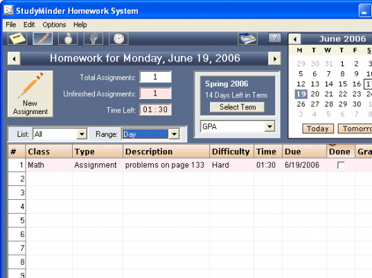 StudyMinder Homework System Screenshot 1