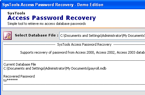 MDB Password Recovery Screenshot 1