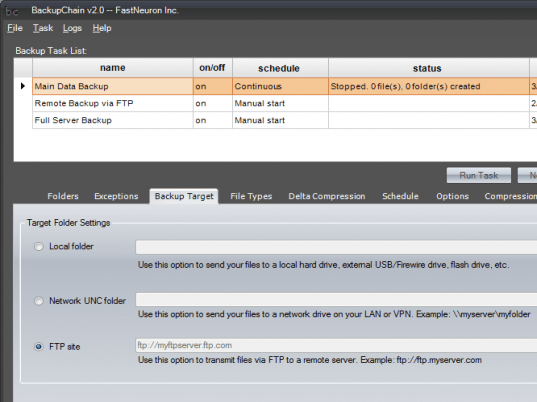 BackupChain 64bit incl. FTP Server Screenshot 1