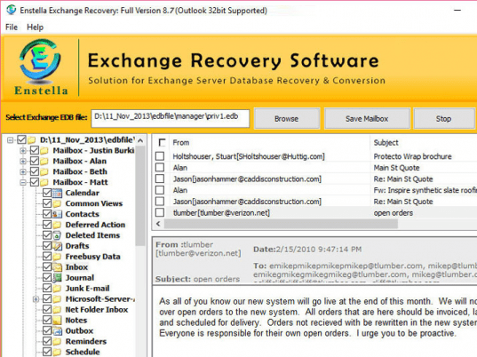 Enstella Exchange Mailbox Recovery Screenshot 1