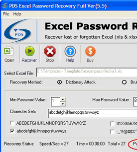 Execel Spreadsheet Passwod Reovery Screenshot 1