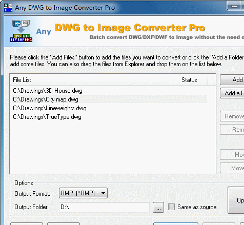 DWG to JPG Converter Pro 2010.5 Screenshot 1