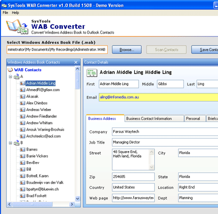 Outlook Express Contacts to MS Outlook Screenshot 1