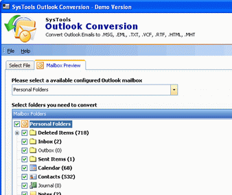 Outlook Conversion Software Screenshot 1