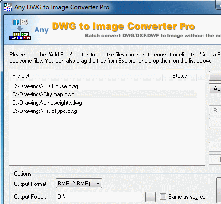 DWG to JPG Converter Pro 2010.9 Screenshot 1