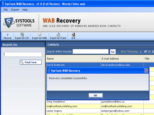 OE WAB File Repair Screenshot 1