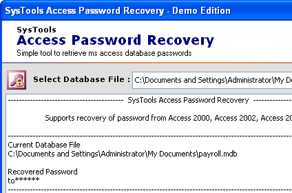 Advanced Access Password Recovery Screenshot 1