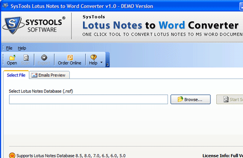 SysTools Lotus Notes to Word Converter Screenshot 1
