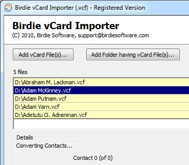 vCard to MS Outlook Converter Screenshot 1
