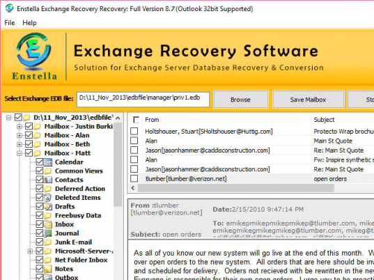 MS Exchange EDB to PST Screenshot 1