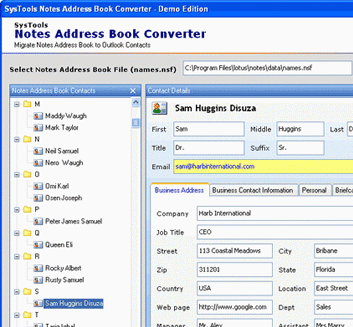 Freeware Notes Address Book Converter Screenshot 1