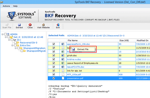 Solution to Extract BKF Screenshot 1