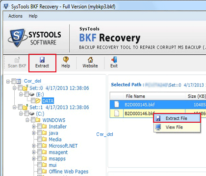 NTBackup File Restore Screenshot 1