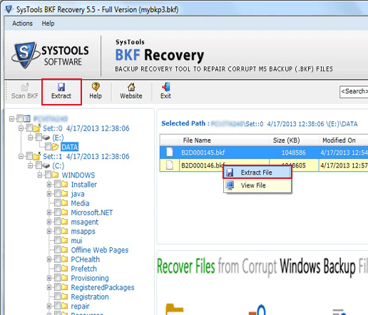 BKF Recovery Manager Screenshot 1