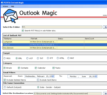 Outlook to Windows XP Screenshot 1