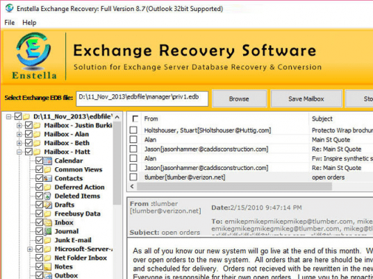 Exchange Recovery EDB to PST Screenshot 1