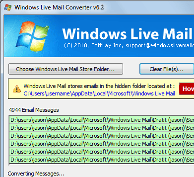 Windows Live Mail EML Converter Screenshot 1