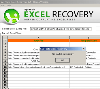 Corrupt Excel Files recovery Screenshot 1