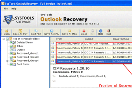 Microsoft Office Outlook Repair Screenshot 1