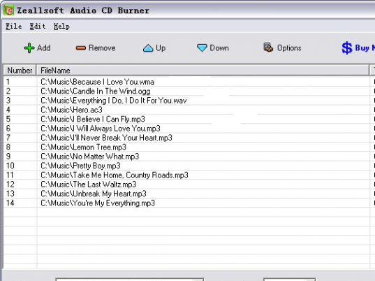 Zeallsoft Audio CD Burner Screenshot 1